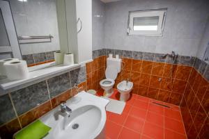 a bathroom with a sink and a toilet at Villa River Una 6 in Bihać +24 photos
