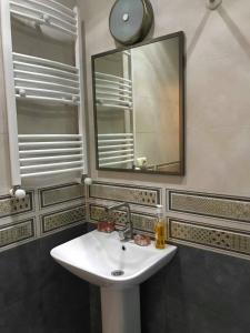 a bathroom with a sink and a mirror at Apartment Botanikuri 15 in Tbilisi City