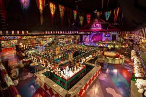 an overhead view of a casino with a crowd of people at Circus Circus Reno Hotel Casino at THE ROW in Reno
