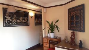 a room with a dresser and a plant on the wall at Apakabar Homestay - proche gare Melun, parking privé, Netflix in La Rochette