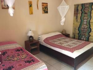 sypialnia z 2 łóżkami w pokoju w obiekcie The Gunjur Project Lodge w mieście Gunjur