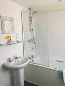 A bathroom at The Haymaker Inn 