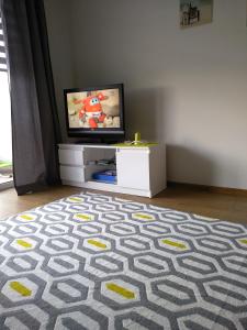 Televízia a/alebo spoločenská miestnosť v ubytovaní Apartament Limonkowy Kołobrzeg Podczele