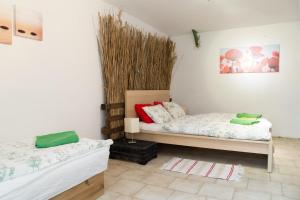 Posteľ alebo postele v izbe v ubytovaní Rastlinky.sk Greenhouse Guestrooms