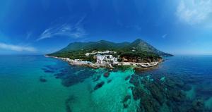an aerial view of an island in the ocean at Hotel Punta Rossa in San Felice Circeo