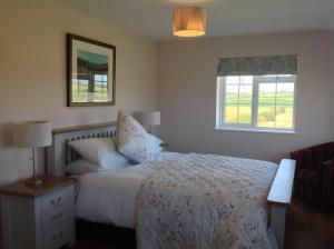 a bedroom with a bed and a window at Frongaer Bed And Breakfast in Llanerchymedd