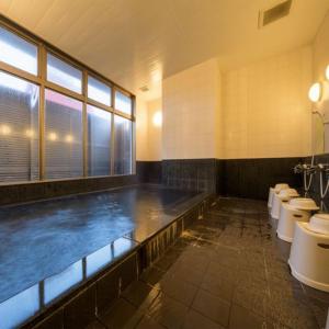 a bathroom with a swimming pool with sinks and toilets at Grand Park Hotel Odate in Odate