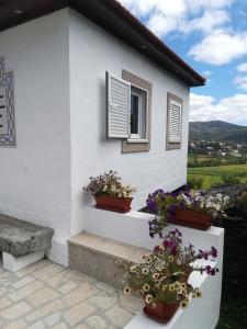ヴィラ・レアルにあるA Tascaの鉢植え2本窓付白い家