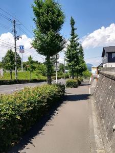 a street with trees on the side of a road at Jukichi Owada Residence Twin Room in Sendai