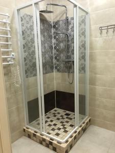 ニーコポリにあるАпартаменты1のバスルーム(ガラスドア、シャワー付)