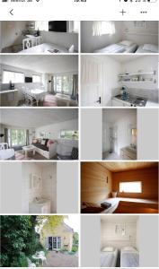 un collage di foto diverse di una camera di Solhaga Kullahalvön a Jonstorp