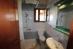 a bathroom with a toilet and a sink and a shower at Tosis Apartments in Svoronata +32 photos