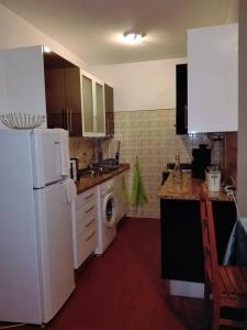 アルジェズールにあるArrifana Summer Flatのキッチン(白い冷蔵庫、食器洗い機付)