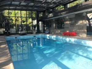 メリデにあるMon Amour appartamento in villa vista lago a Lugano-Melideの青い水の大型スイミングプール
