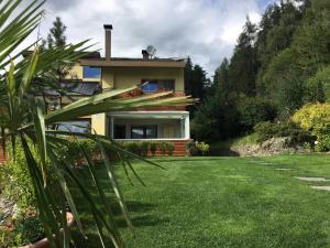 une maison avec une pelouse devant elle dans l'établissement Haus Lasaun, à Bressanone
