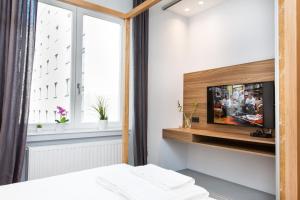 TV a/nebo společenská místnost v ubytování Rooms and Apartments Glossy