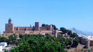 アンテケラにあるCorazón de Andalucíaの木々の丘の上の城
