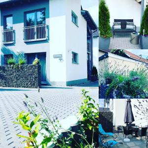 a collage of photos of a house and a patio at Walnusshof Bad Salzungen in Bad Salzungen