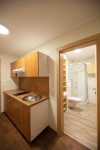 ein Bad mit einem Waschbecken und einem WC in der Unterkunft S Hotel in Maribor