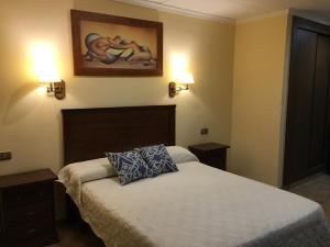 Un pat sau paturi într-o cameră la Hostal Mesón Arboleas