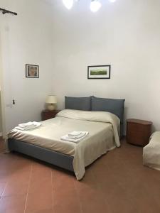 フィシャーノにあるB&B Pozzo dei Desideriのベッドルーム1室(ベッド1台、タオル2枚付)
