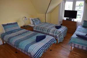 a room with two beds and a tv in it at Ardgowan Guest House in Edinburgh