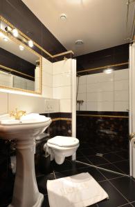 Hotel Gold Chotoviny في Chotoviny: حمام مع مرحاض ومغسلة ودش