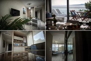 a collage of photos of a living room and dining room at Villa Amoretta - Pisak (Omiš) in Pisak