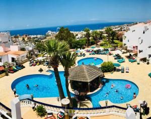 an overhead view of a pool at a resort at Regency Torviscas Apartments and Suites in Adeje