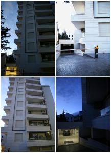 a series of four pictures of a building at AS Apartments Rafailovici in Rafailovici