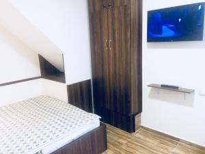 巴统Apartment Gorgasali_57的一间有一张床和一台电视的小房间