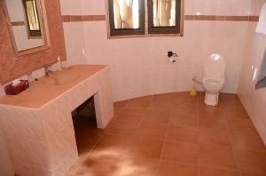 ein Bad mit einem Waschbecken und einem WC. in der Unterkunft Hoima Cultural Lodge in Hoima
