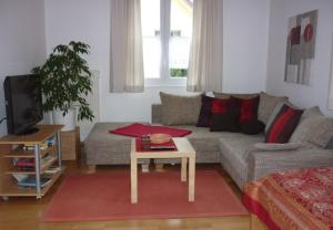 - un salon avec un canapé et une table basse dans l'établissement Haus Schnitzler, à Wasserburg