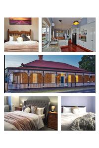 un collage de fotos de un dormitorio y una casa en Blackwood House, en Healesville