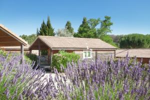 uma casa com um campo de flores roxas em Résidence Odalys Shangri-la em Carnoux