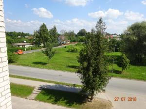 a street with a tree on the side of a road at Briedis un partneri in Cēsis