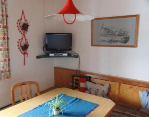 Televízia a/alebo spoločenská miestnosť v ubytovaní Zimmer und Ferienwohnungen "Heidis Welt" Podlanig