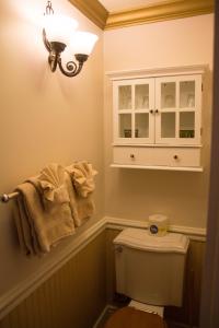 a bathroom with a white cabinet and a toilet at Frisco Lodge in Frisco