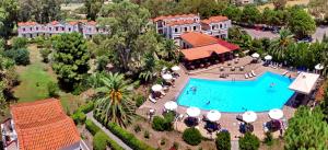 an aerial view of a resort with a swimming pool at Pasiphae Hotel in Skala Kallonis