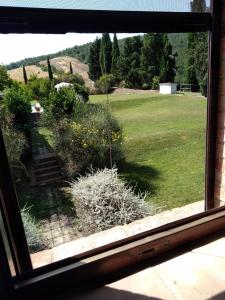 a view of a yard from a window at Agriturismo Stigliano in Sarteano
