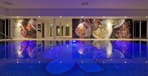 a room with a swimming pool with paintings on the wall at Hotel van der Valk Spier Dwingeloo in Spier