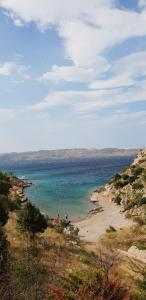a view of a beach with the ocean at Apartments Vesna in Ribarica