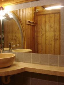 a bathroom with a sink and a mirror at Hotel Chamois d'Or in Tende