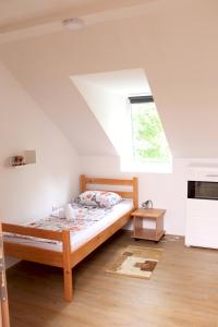 1 dormitorio con cama y ventana en A&A en Novi Sad