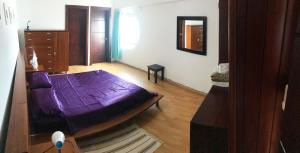 
a living room with a bed and a desk at Condo Villa Marbella in Santo Domingo
