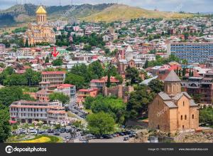 una vista aérea de la ciudad de Corea en Apartment Avlabari (In old Tbilisi), en Tiflis