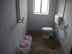a bathroom with a toilet and two buckets at Green Peace Bheemeshwari in Halgūr +32 photos