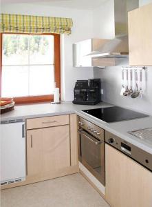 een keuken met een spoelbak en een fornuis bij Appartment Andrea in Längenfeld