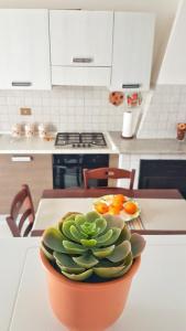 un bol de fruta sentado en una mesa en una cocina en Casa Vacanze San Gregorio Magno en San Gregorio Magno