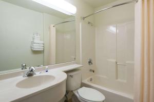 a bathroom with a sink and a toilet and a shower at Microtel Inn and Suites Pueblo in Pueblo
